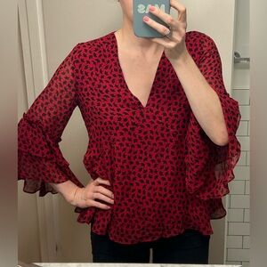 Shoshanna red patterned shirt